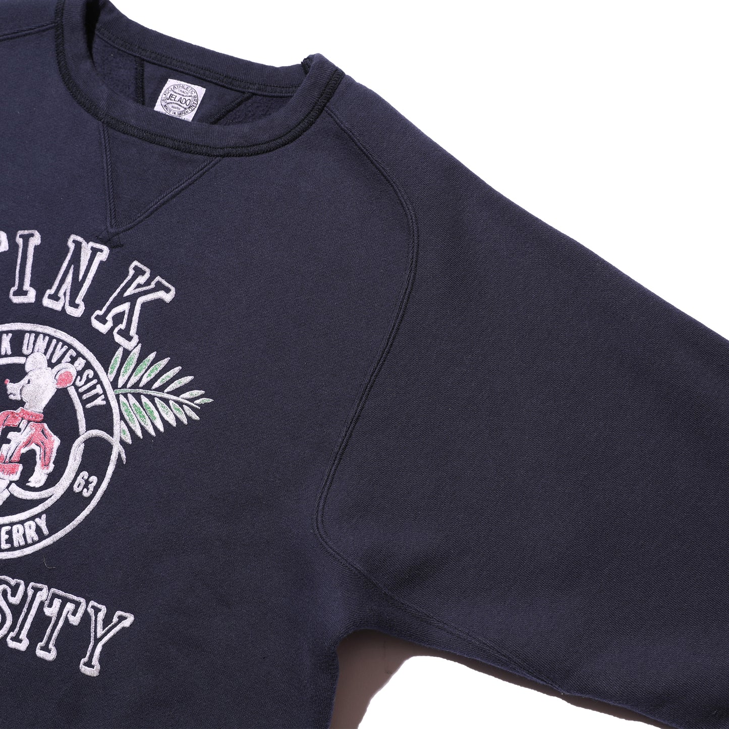 ジェラード AB82222 JELADO Fink University Sweat Shirt オールドネイビー メンズ フロッキープリントスウェット