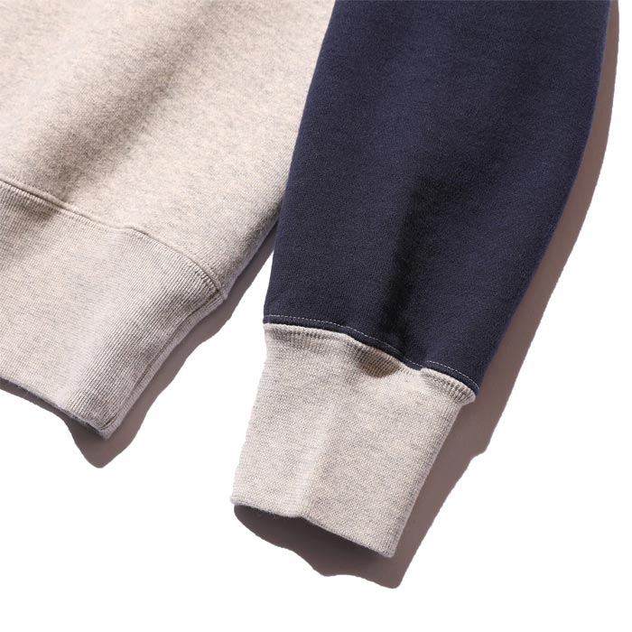 ジェラード AB82250 Champs Sweat Shirt 2 Tone ソルトアンドペッパー×オールドネイビー メンズ フリーダムスリーブスウェット