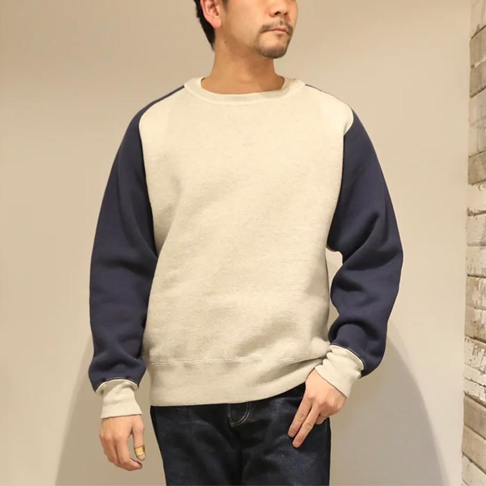 ジェラード AB82250 Champs Sweat Shirt 2 Tone ソルトアンドペッパー×オールドネイビー メンズ フリーダムスリーブスウェット