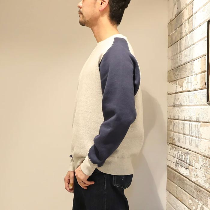ジェラード AB82250 Champs Sweat Shirt 2 Tone ソルトアンドペッパー×オールドネイビー メンズ フリーダムスリーブスウェット