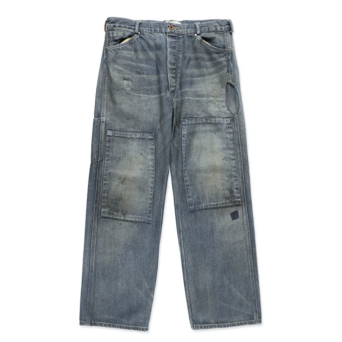 BOWWOW MINER'S REPAIRED DENIM WORK PANTS