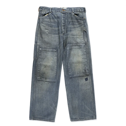 BOWWOW MINER'S REPAIRED DENIM WORK PANTS