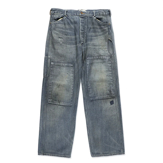 BOWWOW MINER'S REPAIRED DENIM WORK PANTS