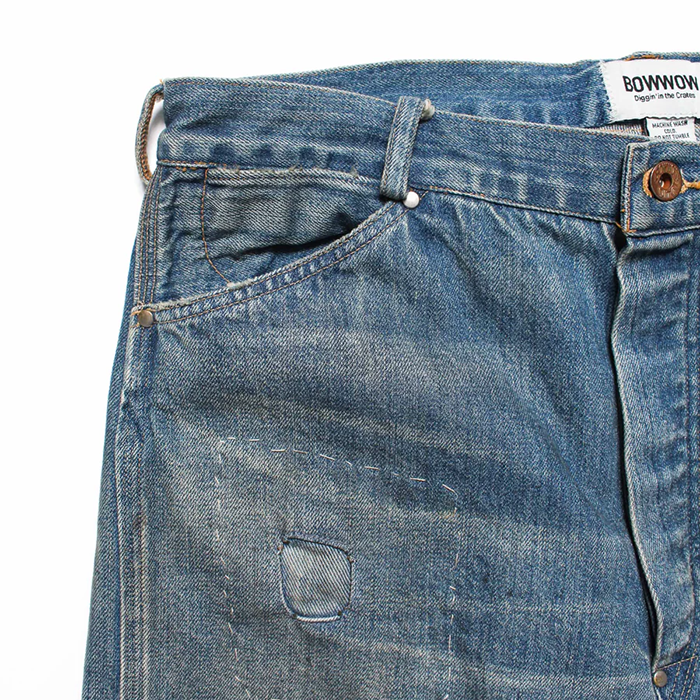 BOWWOW MINER'S REPAIRED DENIM WORK PANTS
