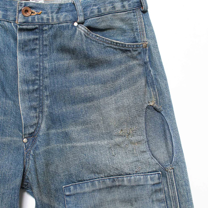 BOWWOW MINER'S REPAIRED DENIM WORK PANTS