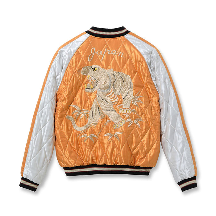 TOYO ENTERPRISE Lot No. TT15791-159 / Early 1950s Style Acetate Quilted Souvenir Jacket “WHITE TIGER” × “LANDSCAPE”