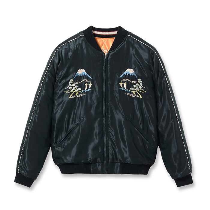 TOYO ENTERPRISE Lot No. TT15791-159 / Early 1950s Style Acetate Quilted Souvenir Jacket “WHITE TIGER” × “LANDSCAPE”
