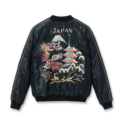 TOYO ENTERPRISE Lot No. TT15791-159 / Early 1950s Style Acetate Quilted Souvenir Jacket “WHITE TIGER” × “LANDSCAPE”