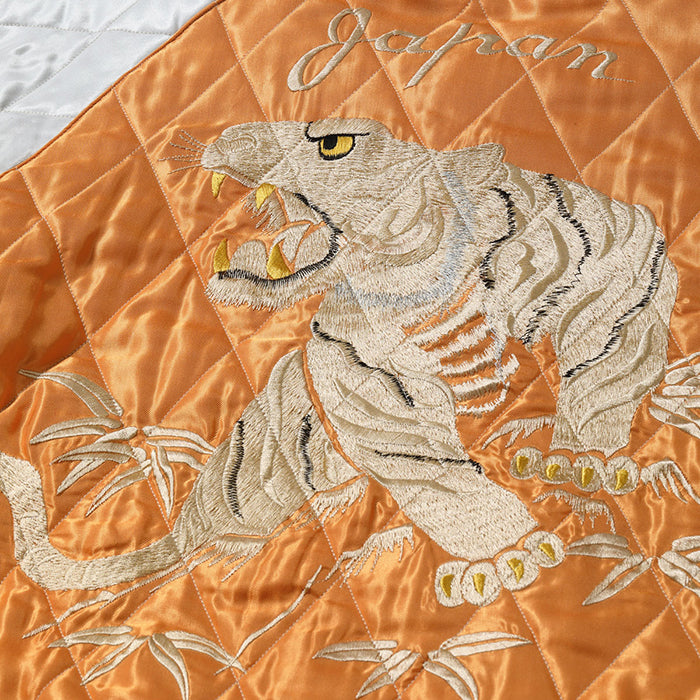 TOYO ENTERPRISE Lot No. TT15791-159 / Early 1950s Style Acetate Quilted Souvenir Jacket “WHITE TIGER” × “LANDSCAPE”