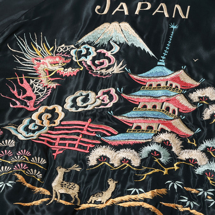 TOYO ENTERPRISE Lot No. TT15791-159 / Early 1950s Style Acetate Quilted Souvenir Jacket “WHITE TIGER” × “LANDSCAPE”