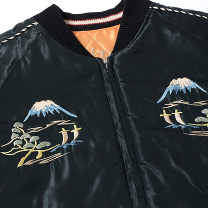 TOYO ENTERPRISE Lot No. TT15791-159 / Early 1950s Style Acetate Quilted Souvenir Jacket “WHITE TIGER” × “LANDSCAPE”