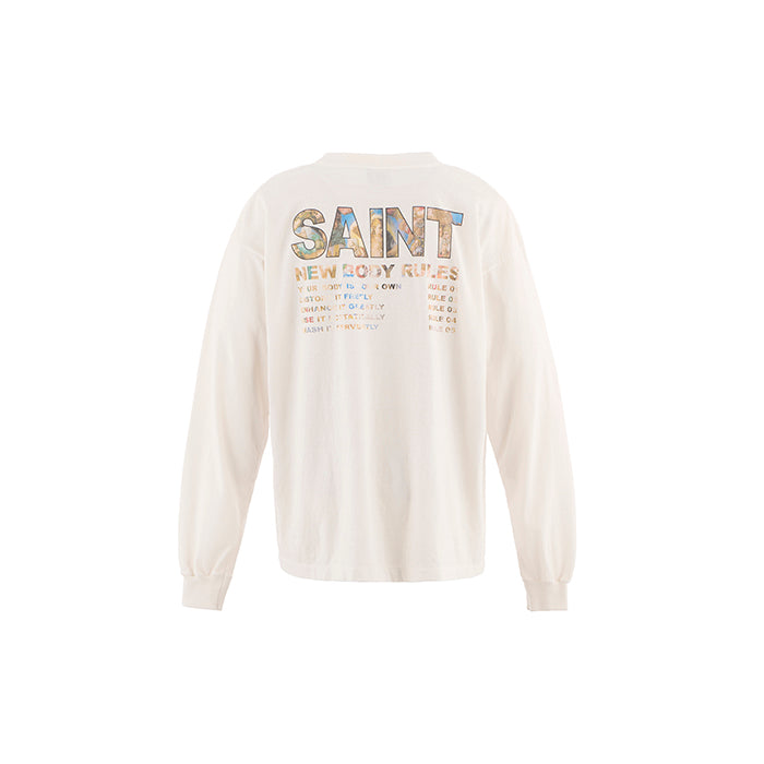 SAINT Mxxxxxx LS TEE NEW BODY RULES / WHITE SM-HR1-0000-035