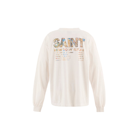 SAINT Mxxxxxx LS TEE NEW BODY RULES / WHITE SM-HR1-0000-035