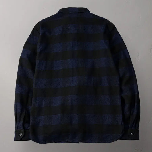 インディゴ染め ブロックチェック ネルシャツ FN-SNR-101LSP