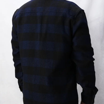 インディゴ染め ブロックチェック ネルシャツ FN-SNR-101LSP