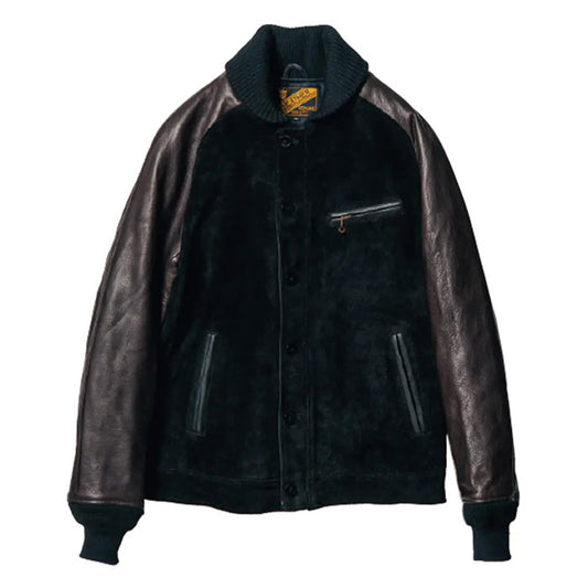ワイツーレザー TB-136 STEER SUEDE & STEER OIL RIB JACKET ステアスエード ステアオイル リブジャケット ブラウン メンズ
