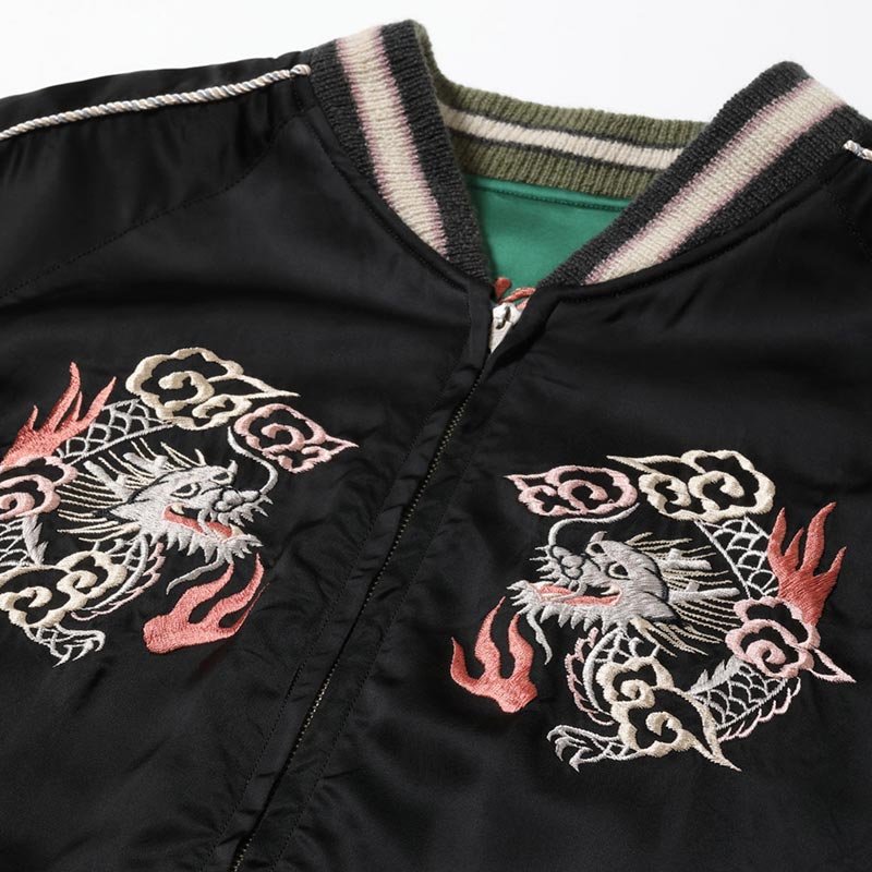 テーラー東洋 Lot No. TT15619-119 / Early 1950s Style Acetate Souvenir Jacket “KOSHO & CO.” Special Edition “SILVER DRAGON” × “TANGLED DRAGONS”