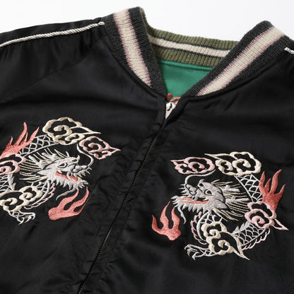 テーラー東洋 Lot No. TT15619-119 / Early 1950s Style Acetate Souvenir Jacket “KOSHO & CO.” Special Edition “SILVER DRAGON” × “TANGLED DRAGONS”