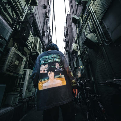 セントマイケル SM-YS1-0000-C33 GS_LS TEE / GITS / BLACK メンズ GHOST IN THE SHELL/攻殻機動隊 コラボ プリント ロンT