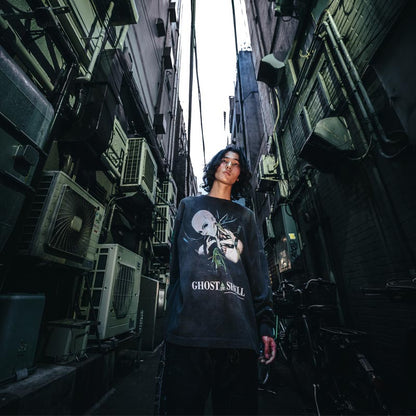 セントマイケル SM-YS1-0000-C33 GS_LS TEE / GITS / BLACK メンズ GHOST IN THE SHELL/攻殻機動隊 コラボ プリント ロンT