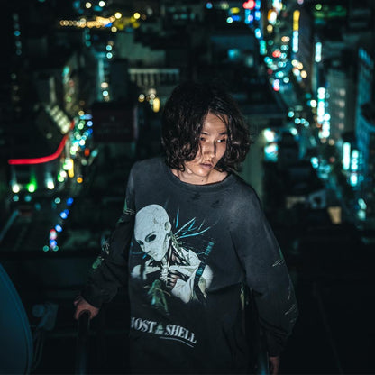 セントマイケル SM-YS1-0000-C33 GS_LS TEE / GITS / BLACK メンズ GHOST IN THE SHELL/攻殻機動隊 コラボ プリント ロンT