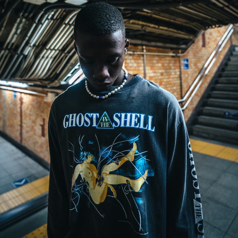 セントマイケル SM-YS1-0000-C34 GS_LS TEE / ILYA GITS / BLACK メンズ GHOST IN THE SHELL/攻殻機動隊 コラボ プリント ロンT