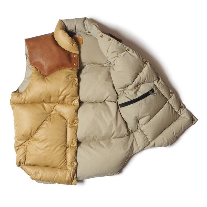 ウエアハウス WHJA-23SU002 290-232-51 Lot 2197 ROCKY MOUNTAIN × WAREHOUSE RIP STOP NYLON DOWN VEST リップストップナイロン ダウンベスト ベージュマスタード メンズ