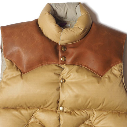 ウエアハウス WHJA-23SU002 290-232-51 Lot 2197 ROCKY MOUNTAIN × WAREHOUSE RIP STOP NYLON DOWN VEST リップストップナイロン ダウンベスト ベージュマスタード メンズ