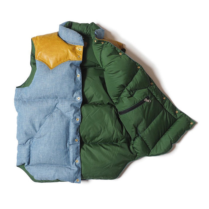 ウエアハウス WHJA-23SU005 290-232-54 Lot 2200 ROCKY MOUNTAIN × WAREHOUSE CHAMBRAY DOWN VEST シャンブレー ダウンベスト サックス メンズ