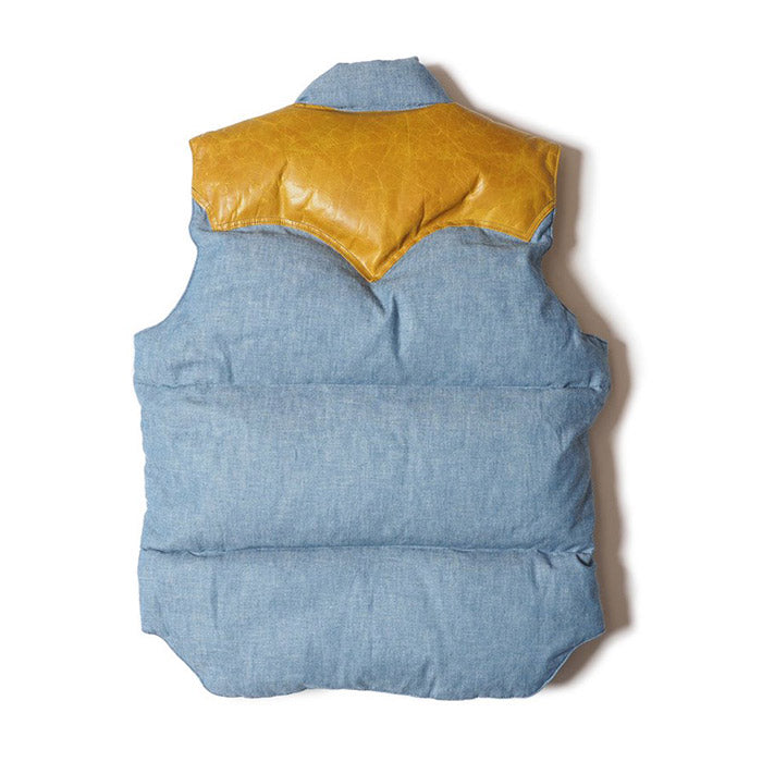 ウエアハウス WHJA-23SU005 290-232-54 Lot 2200 ROCKY MOUNTAIN × WAREHOUSE CHAMBRAY DOWN VEST シャンブレー ダウンベスト サックス メンズ