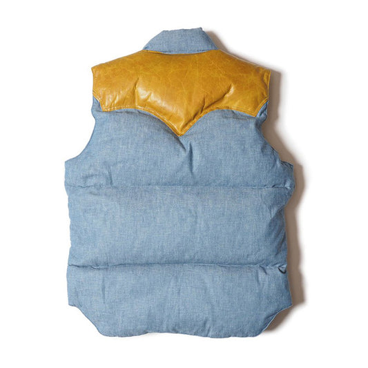 ウエアハウス WHJA-23SU005 290-232-54 Lot 2200 ROCKY MOUNTAIN × WAREHOUSE CHAMBRAY DOWN VEST シャンブレー ダウンベスト サックス メンズ