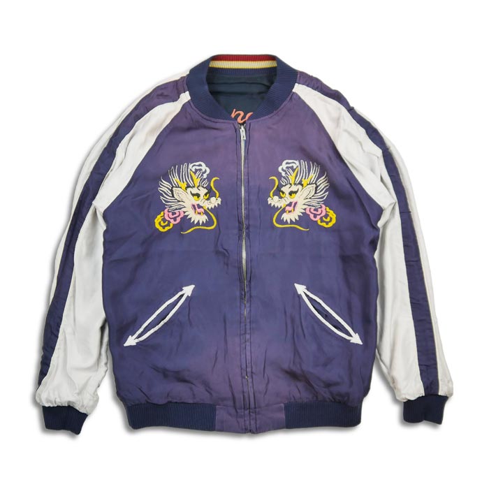 テーラー東洋 Lot No. TT15393-119 Early 1950s Style Acetate Souvenir Jacket “EAGLE” × “DRAGON” (AGING MODEL) ブラック メンズ スカジャン スーベニアジャケット エイジング イーグル ドラゴン