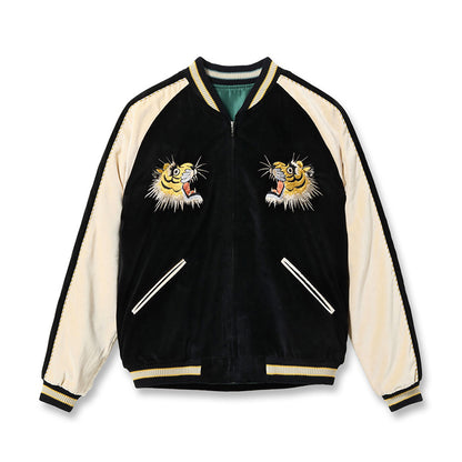 TOYO ENTERPRISE Lot No. TT15795-119 / Mid 1950s Style Velveteen (Two-tone) × Acetate Souvenir Jacket “TIGER HEAD” × “GOLD DRAGON”