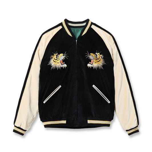 TOYO ENTERPRISE Lot No. TT15795-119 / Mid 1950s Style Velveteen (Two-tone) × Acetate Souvenir Jacket “TIGER HEAD” × “GOLD DRAGON”
