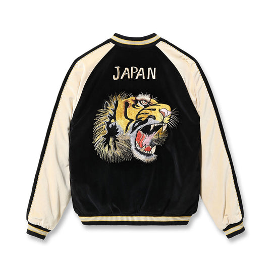 TOYO ENTERPRISE Lot No. TT15795-119 / Mid 1950s Style Velveteen (Two-tone) × Acetate Souvenir Jacket “TIGER HEAD” × “GOLD DRAGON”