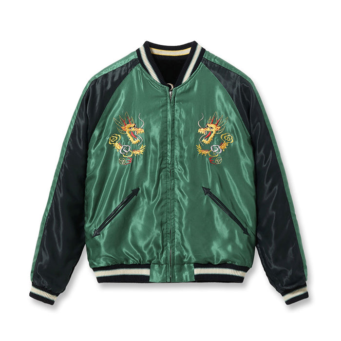 TOYO ENTERPRISE Lot No. TT15795-119 / Mid 1950s Style Velveteen (Two-tone) × Acetate Souvenir Jacket “TIGER HEAD” × “GOLD DRAGON”