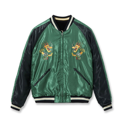 TOYO ENTERPRISE Lot No. TT15795-119 / Mid 1950s Style Velveteen (Two-tone) × Acetate Souvenir Jacket “TIGER HEAD” × “GOLD DRAGON”