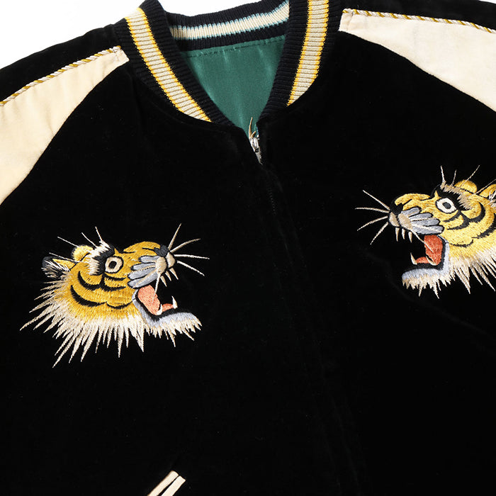 TOYO ENTERPRISE Lot No. TT15795-119 / Mid 1950s Style Velveteen (Two-tone) × Acetate Souvenir Jacket “TIGER HEAD” × “GOLD DRAGON”