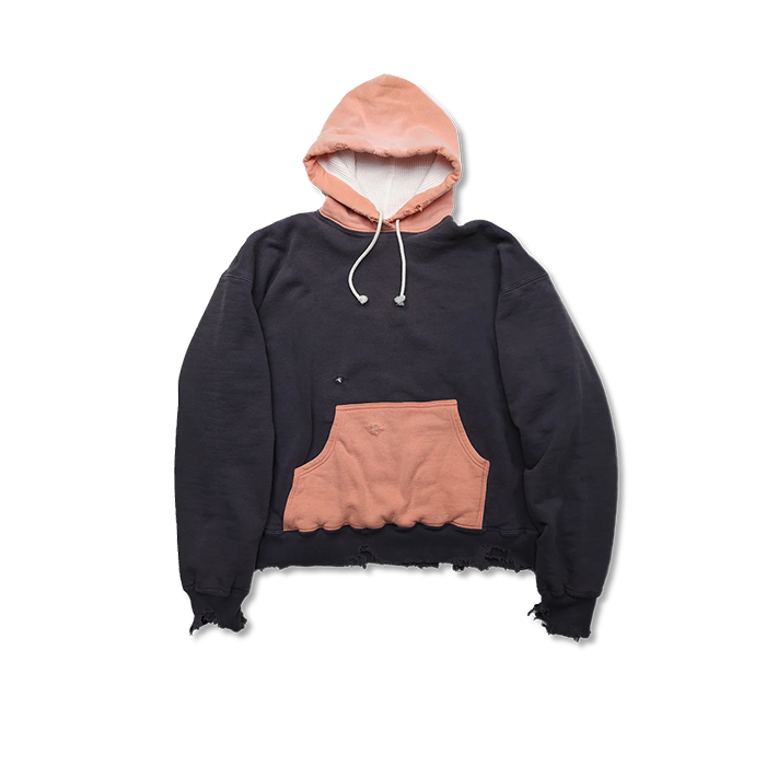 FULL COUNT 3770-1 Fading Double Face Sweat Hoodie(damage less):Gry Egg/Blk Egg/Pnk Gry/Egg