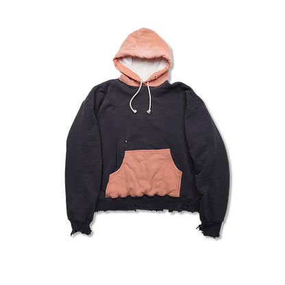 FULL COUNT 3770-1 Fading Double Face Sweat Hoodie(damage less):Gry Egg/Blk Egg/Pnk Gry/Egg