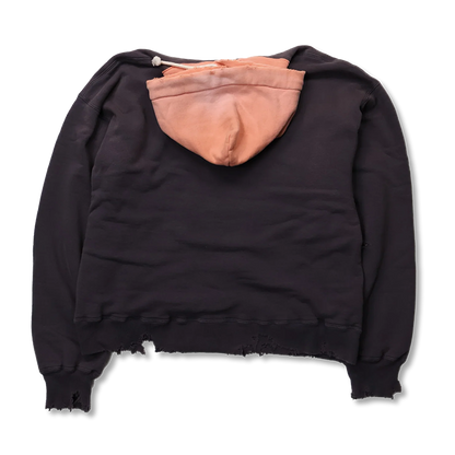 FULL COUNT 3770-1 Fading Double Face Sweat Hoodie(damage less):Gry Egg/Blk Egg/Pnk Gry/Egg