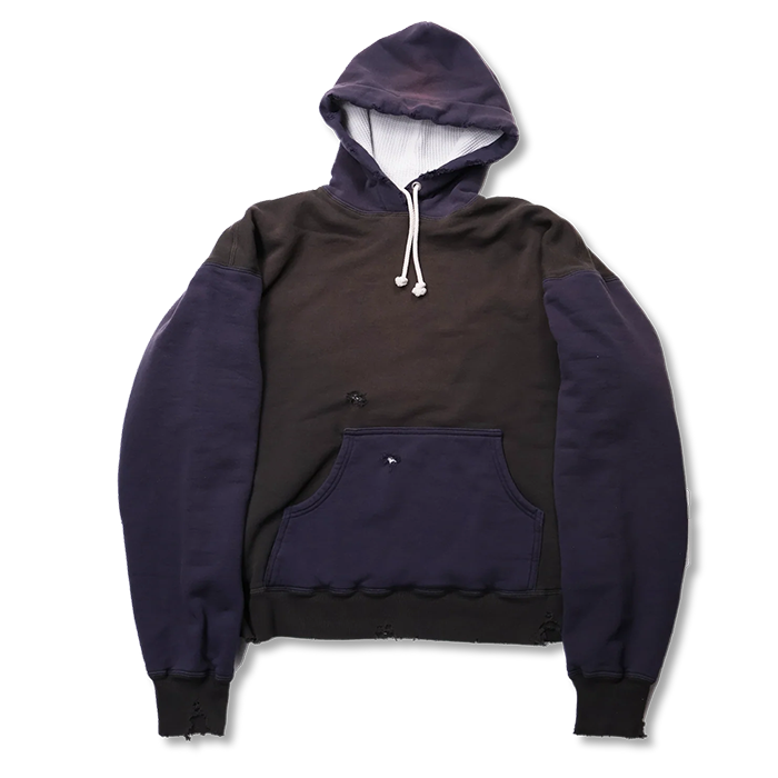 FULL COUNT 3770-1 Fading Double Face Sweat Hoodie(damage less):Gry Egg/Blk Egg/Pnk Gry/Egg