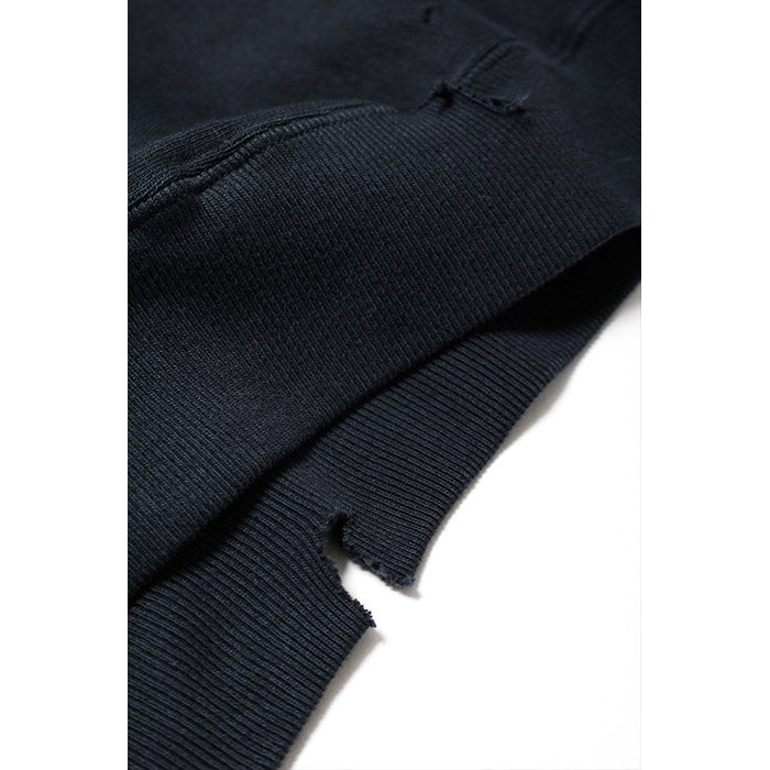 バウワウ BW2302-ZDCS ZIP DAMAGED CREW SWEAT BLACK DAMAGE ヴィンテージクルースウェット ブラック メンズ