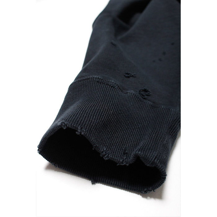 バウワウ BW2302-ZDCS ZIP DAMAGED CREW SWEAT BLACK DAMAGE ヴィンテージクルースウェット ブラック メンズ