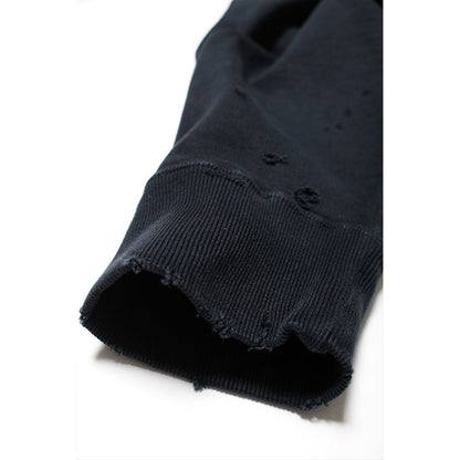 バウワウ BW2302-ZDCS ZIP DAMAGED CREW SWEAT BLACK DAMAGE ヴィンテージクルースウェット ブラック メンズ