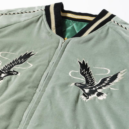 テーラー東洋 Lot No. TT15544-141 Mid 1950s Style Velveteen Souvenir Jacket “BLACK EAGLE” × “JAPAN MAP”