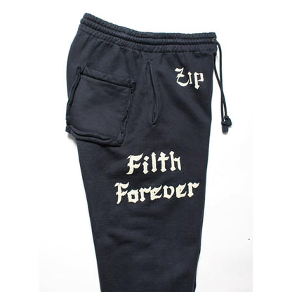 バウワウ BW2302-ZDSP ZIP DAMAGED SWEAT PANTS ブラック メンズ スウェット パンツ 擬音ワードプリント ヴィンテージスウェット