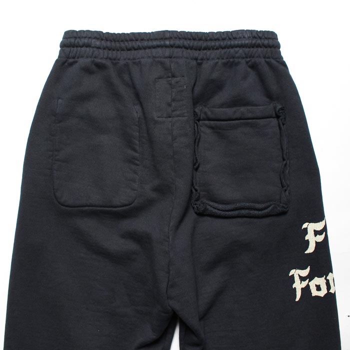 バウワウ BW2302-ZDSP ZIP DAMAGED SWEAT PANTS ブラック メンズ スウェット パンツ 擬音ワードプリント ヴィンテージスウェット