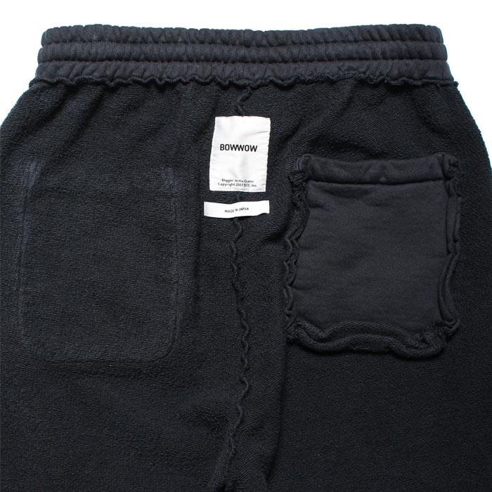 バウワウ BW2302-ZDSP ZIP DAMAGED SWEAT PANTS ブラック メンズ スウェット パンツ 擬音ワードプリント ヴィンテージスウェット