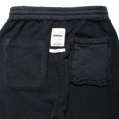 バウワウ BW2302-ZDSP ZIP DAMAGED SWEAT PANTS ブラック メンズ スウェット パンツ 擬音ワードプリント ヴィンテージスウェット